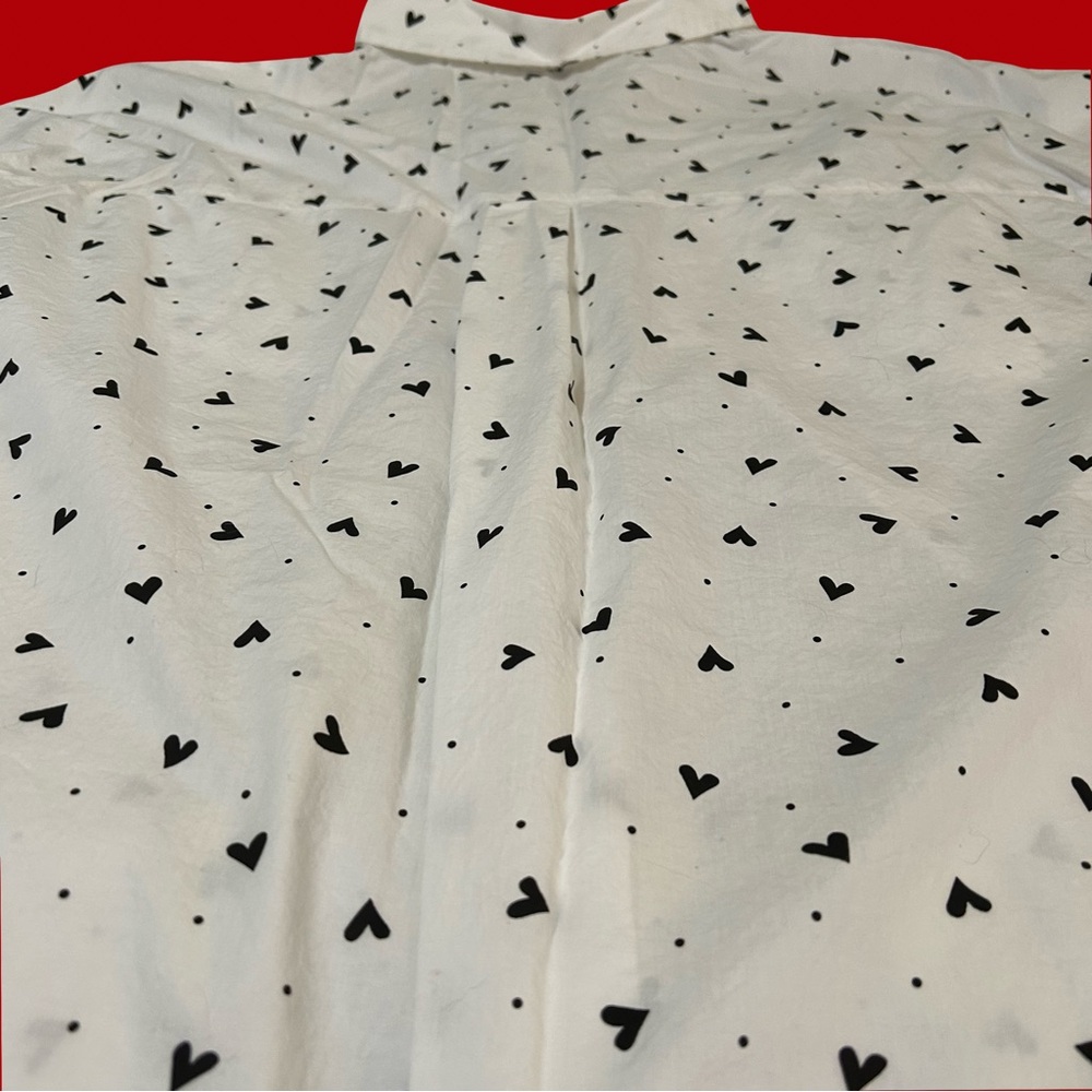 NWT! White Birch + size 3X. Oxford Button up w/ hearts and dots. Front Pockets - Picture 4 of 15